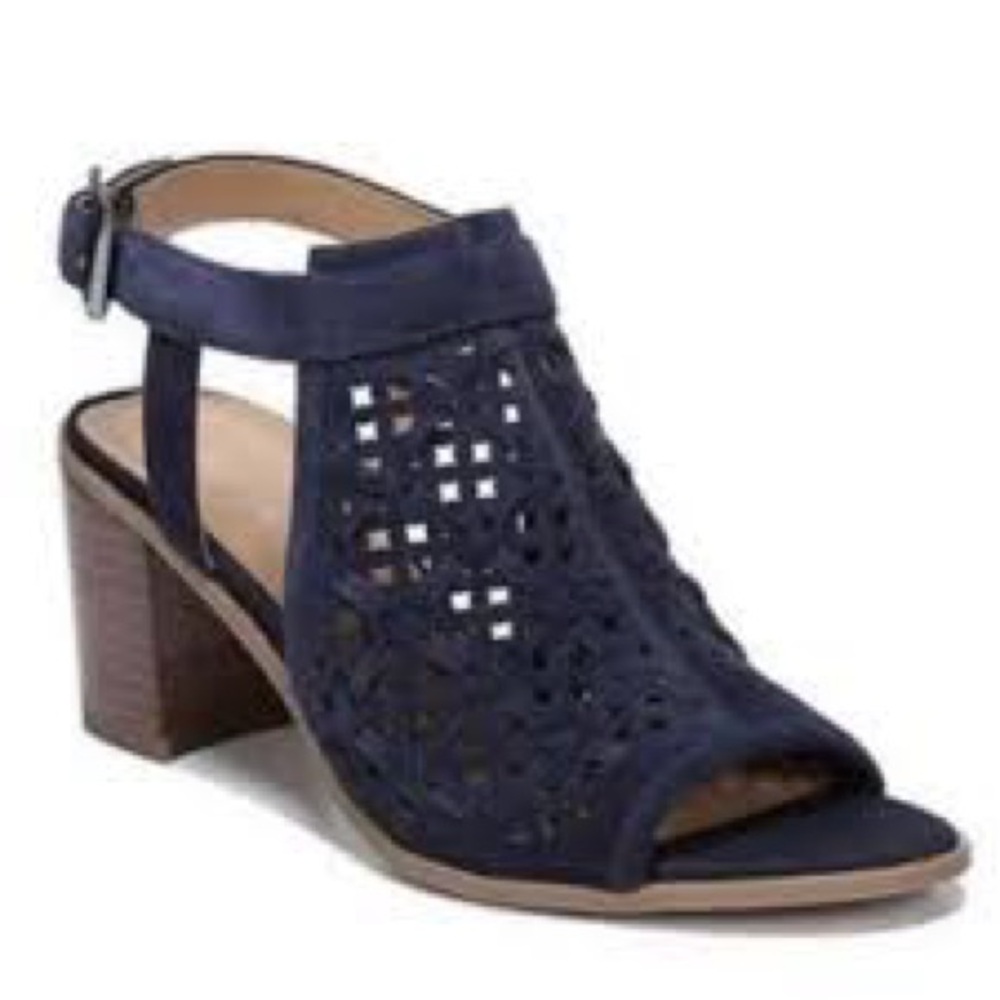Franco Sarto Womens Harlet 3 Perforated Dress Sandals Blue Size 8